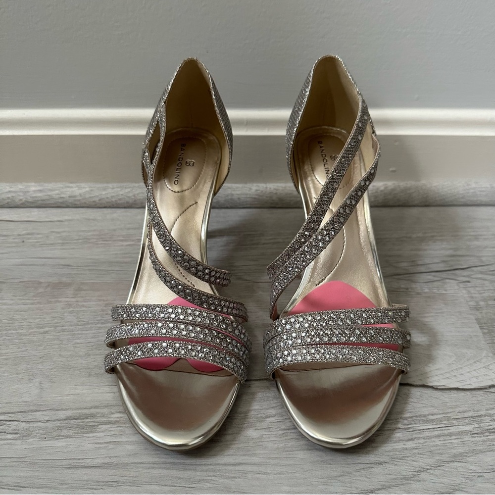Bandolino Women’s Meggie Gold Open Toe Strappy Heels